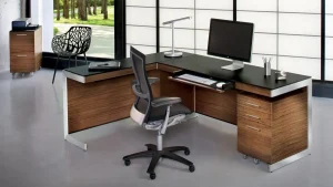 office chairs and desks.
