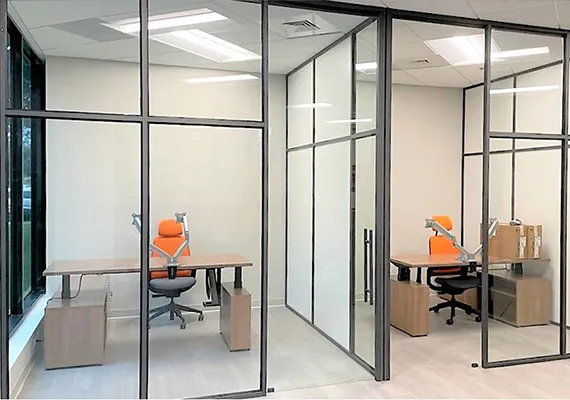 Glass office partitions